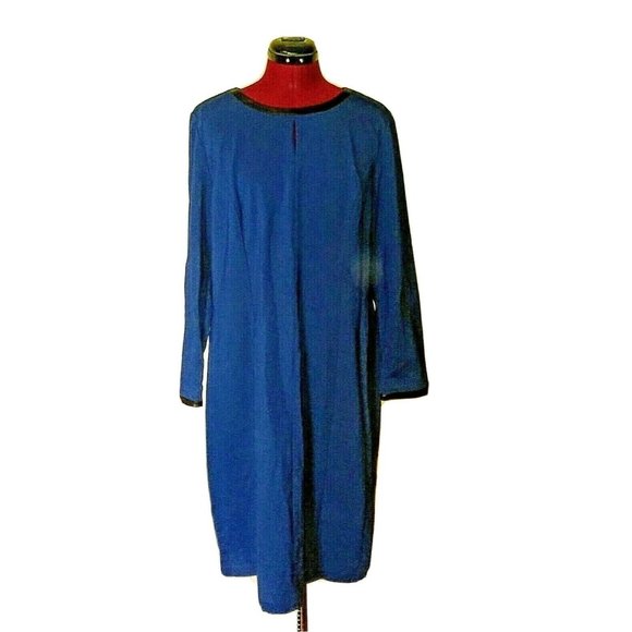 Talbots Womens Sheath Dress Size 12 Ponte Faux Leather Trim Keyhole Neck - Picture 1 of 8
